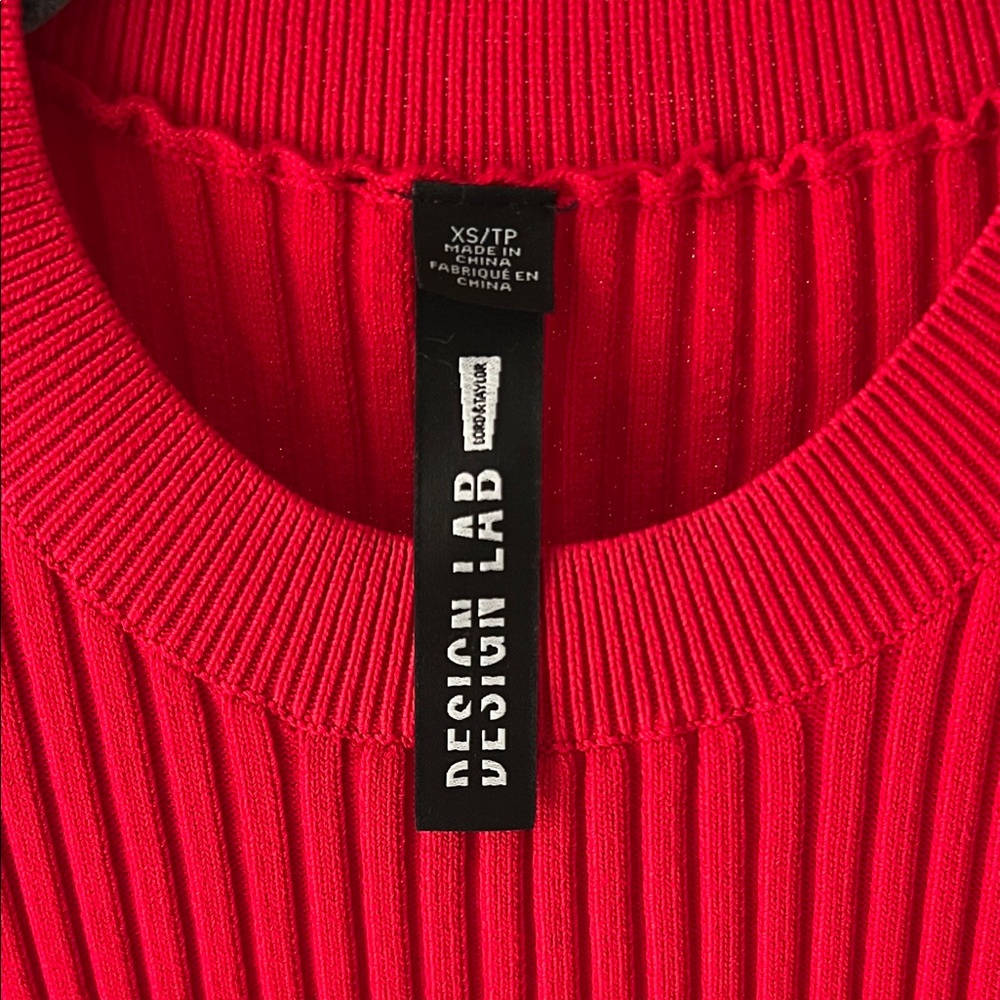 Design Lab Lord & Taylor Red Ribbed Mini Dress - Picture 2 of 5